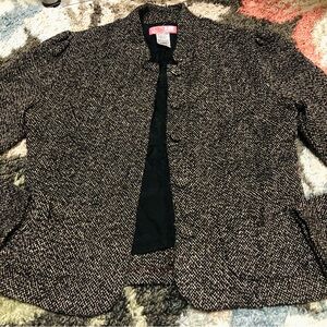 LUX Vintage Jacket Blazer Puff Shoulders Lg Button Closure Classy Sz Small